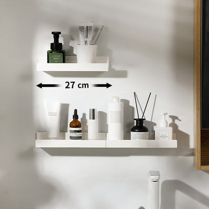 No-Drill Wall Mounted Bath Storage Rack – Metal Floating Shelves for Bathroom, Kitchen & Shower – Mirror Holder & Organizer