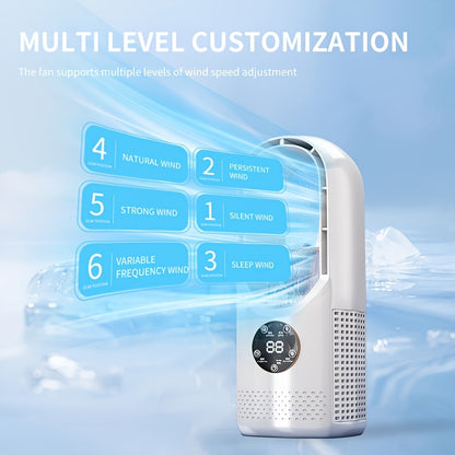 Portable Air Conditioning Fan USB Tower Fan Desktop Bladeless Fan - With Water Mist Cooling, Seven-color LED Ambient Light, Timer And Smart Shutdown - Perfect For Office, Travel, Camping And Home Essentials